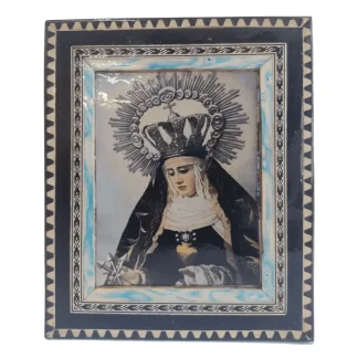 Marco de taracea con imagen de Nuestra Sra. del Espino