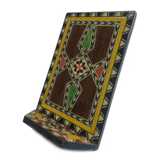 Soporte para teléfono móvil de taracea artesanal